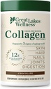 Grandes Lagos Wellness Collagen Peptides Polvo para la piel, el pelo, uñas, juntas " Digestión - Chocolate Flavored - Quick Dissolve Hidrolyzed, Non-GMO, Kosher - 10 oz