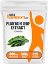 BulkSupplements.com Plantain Leaf Extract Powder - Plantain Leaf Supplement, Plantain Leaf Powder - Herbal Supplement, Gluten Free, 800mg por Serving, 500g (1.1 lbs) (Pack of 1)