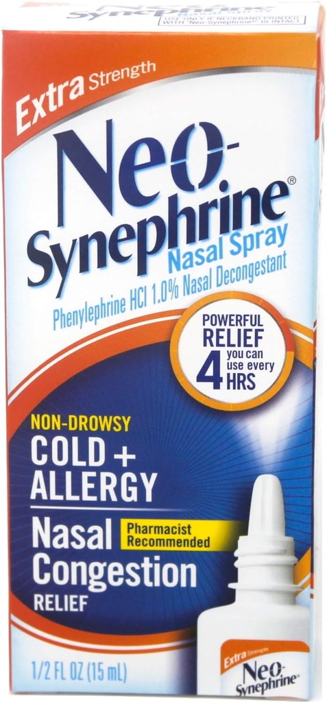 Neo-Synephrine Nasal Spray , Fórmula de Fuerza Extra, 0,50 onzas cada uno (Value Pack de 4)