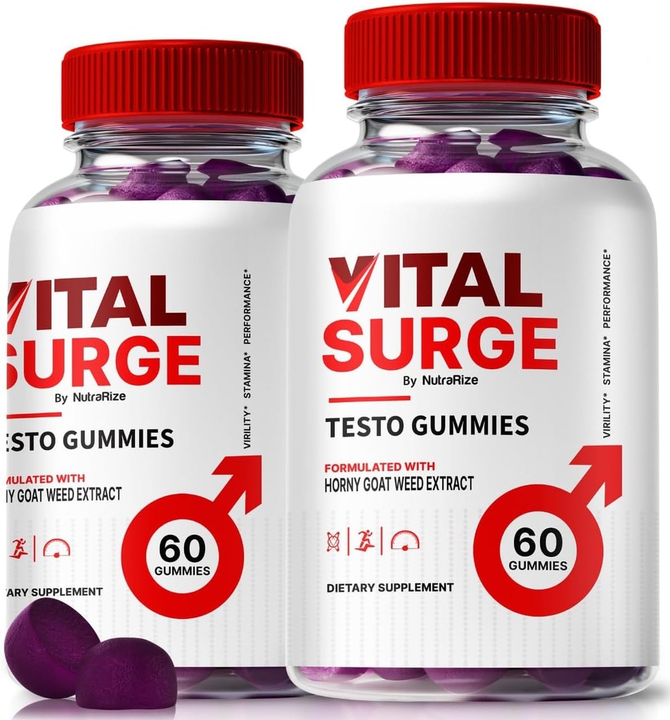 (2 Pack) Vital Surge Testo Gummies – Premium VitalSurge Gummies para Hombres con Ingredientes Limpios para Conducir Combustible, Confianza y Rendimiento diario, Easy-to-Chew Tasty Vital Surge ME Gomitas (120 Gummies)