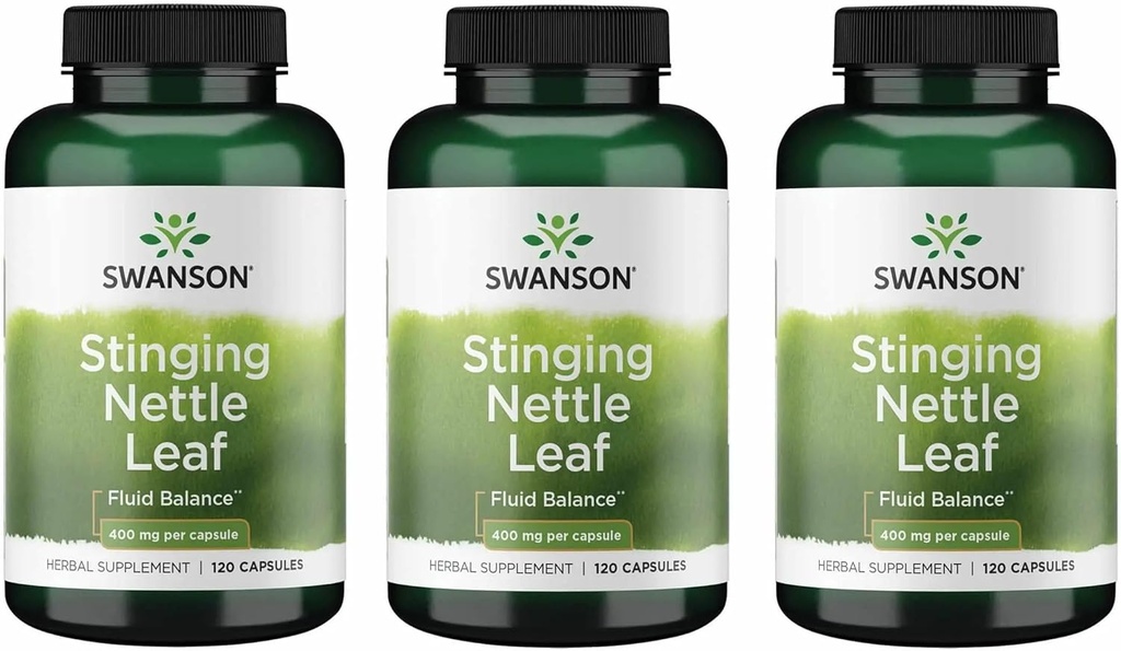 Swanson Stinginging Nettle Leaf (Urtica Dioica) - Herbal Supplement Promoting Urinary Tract &amp; Respiratory Health Support - May Support Healthy Fluid Balance - (120 Capsules) (3 Pack)