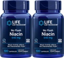 Extensión de vida No Flush Niacin 640 mg, 100 cápsulas (Pack of 2)