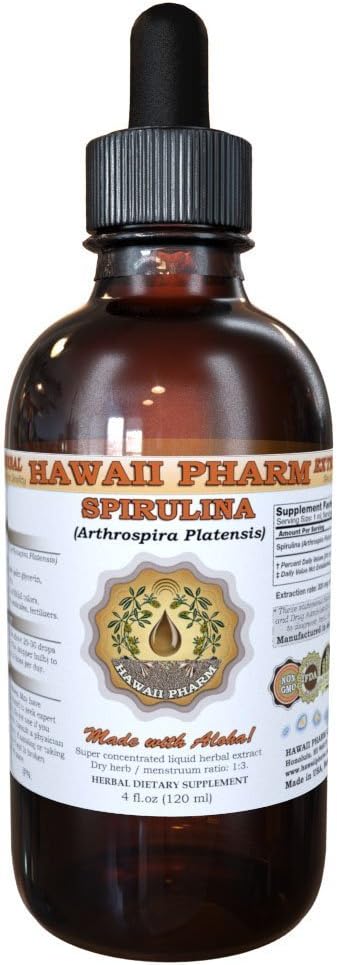 HawaiiPharm Spirulina Liquid Extract, Organic Spirulina (Arthrospira platensis) Tincture, Herbal Supplement, Made in USA, 2 fl.oz