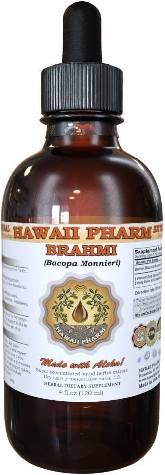 Hawaii Pharm Brahmi Liquid Extract, Brahmi Liquid (Bacopa Monnieri) Tincture Suplemento 4 Oz