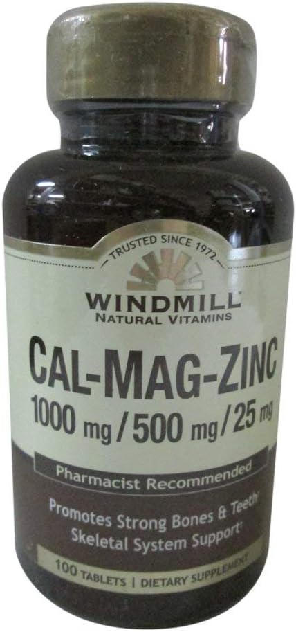Calcio de molino de viento, Magnesio y Tablas de zinc 100 Tabletas (Pack de 4)