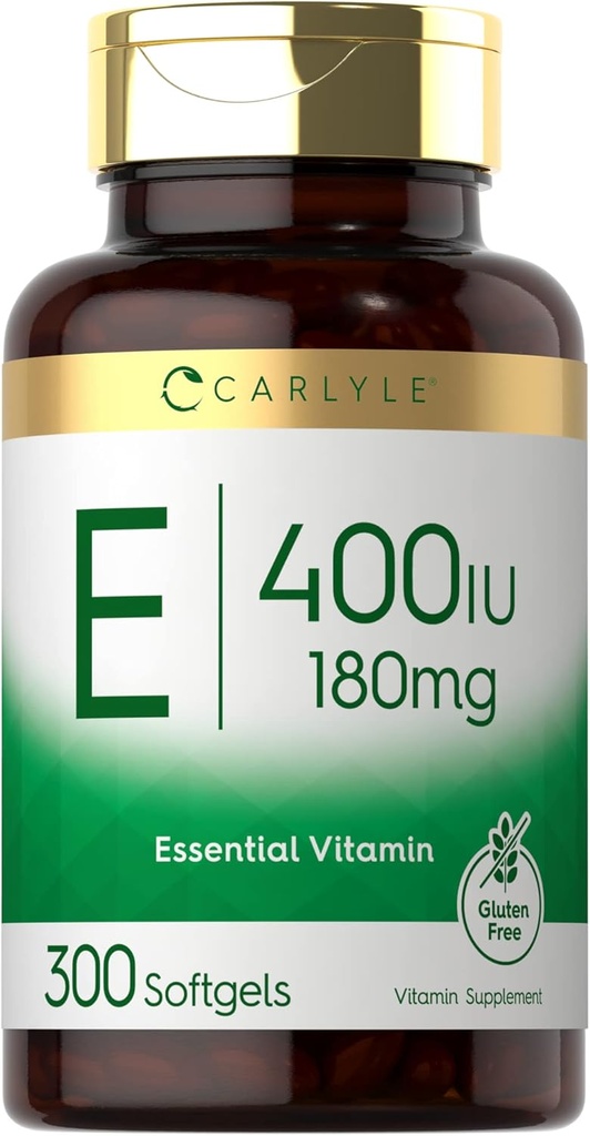 Carlyle Vitamina E Softgel Capsules 400 UI Silencio 180mg Silencio 300 Cuenta ← No GMO y Fórmula Libre Gluten