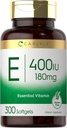 Carlyle Vitamin E Softgel Capsules 400 IU | 180mg | 300 Count | Non-GMO and Gluten Free Formula