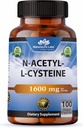NaturaLife Labs N-Acetyl-L-Cysteine (NAC) 1600 mg – 100 cápsulas, sin gluten