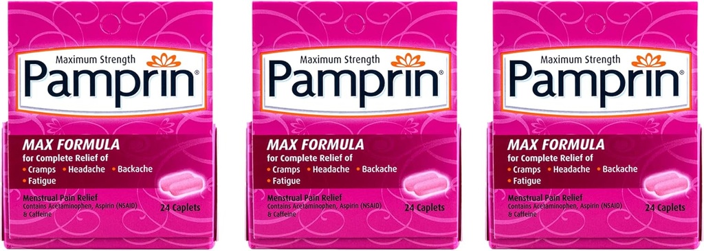 Fórmula de fuerza máxima de Pamprin, 24 caplets (Pack of 3)
