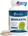 Basic Vigor Migrastil Migraine Support Capsules. Feverfew, Magnesium, Taurine & Vitamina B1 para Migraines Suplemento Natural. Hecho en Estados Unidos. Vegan y Gluten Free.