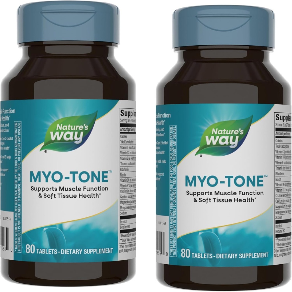 Manera de la naturaleza Myo-Tone - Función muscular &amp; Salud de tejido blando* - Con Magnesio, Vitaminas &amp; B Vitaminas – Gluten Gratis &amp; Vegetariano - 80 Tabletas (2 Pack)