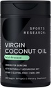 Sports Research® Organic Coconut Oil Capsules 3000MG - Cold Pressed Extra Virgin Coconut Oil with Medium Chain Triglycerides (MCTs) - Vegan Friendly & Non-GMO Verified - 120 Softgels