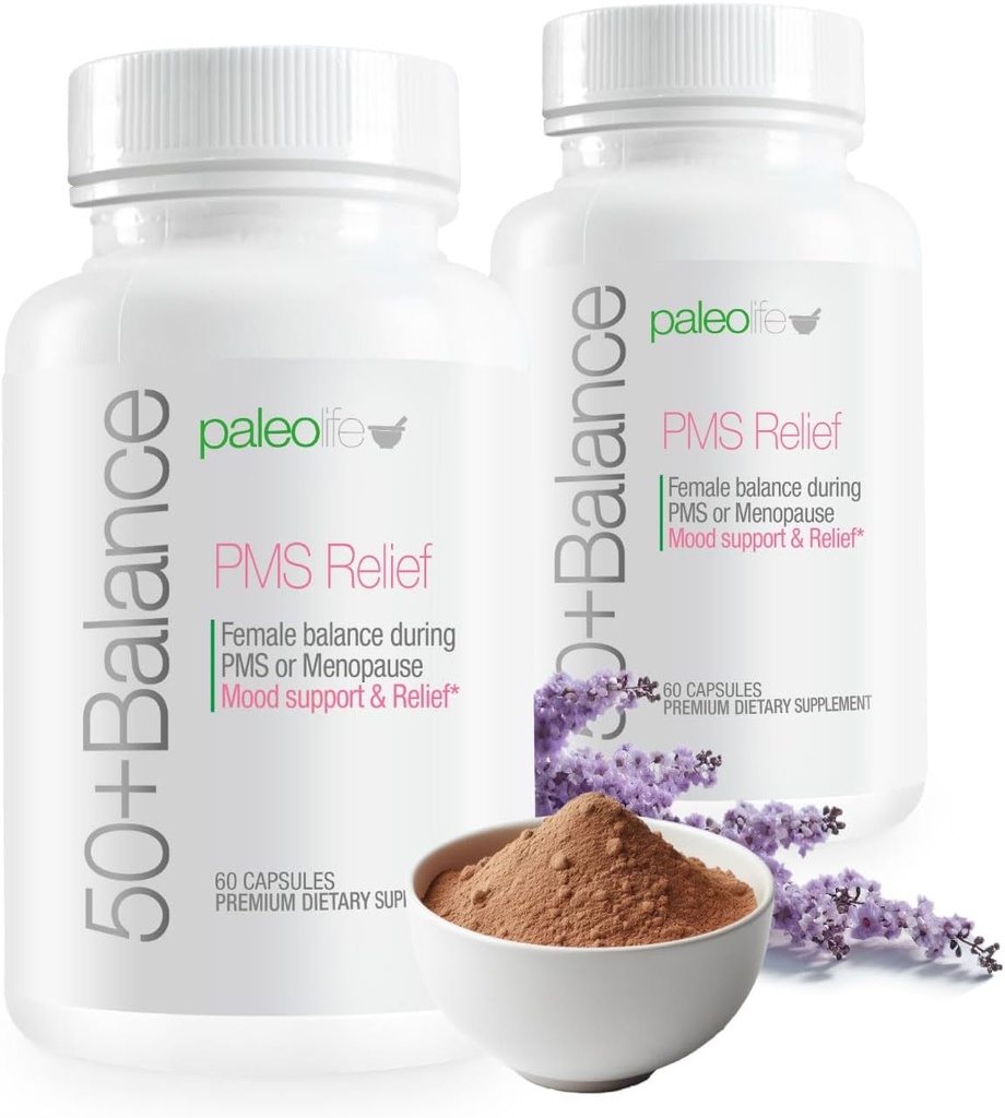 50+ Suplemento Premium de Balanza, PMS Relief. Balance femenino durante el PMS o la menopausia. Mood Support ' Relief. 60 Capsules (2-Pack)