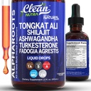 Tongkat Ali Liquid Drops Shilajit, Ashwagandha, Turkesterone, Fadogia Agrestis, Magnesium, Irish Sea Moss, y Zinc Herbal Suplemento por Clean Nutra