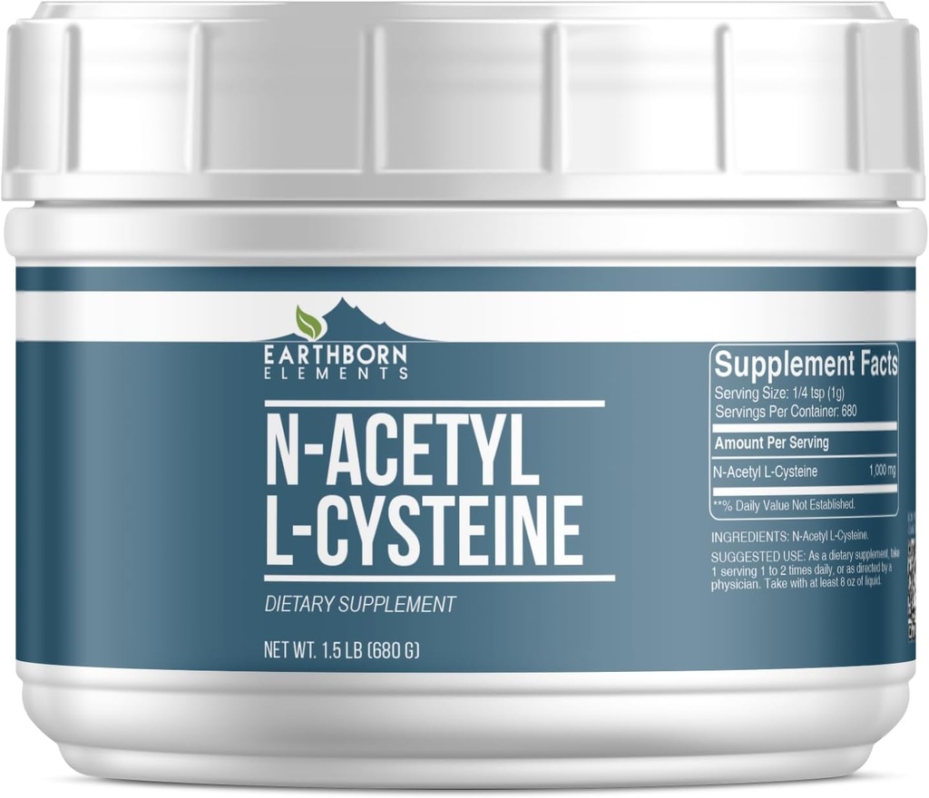 Elementos terrestres N-Acetyl L-Cysteine (1.5 lb), Suplemento dietético, Tub sellable