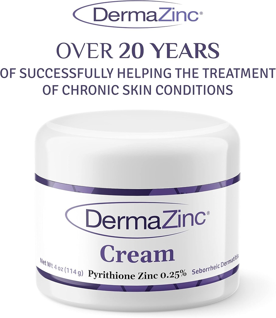 Crema de Terapia DermaZinc, Crema de zinc para la piel, Alivio de Desorden de la pielCream para la psoriasis, Dermatitis, Eczema y otros síntomas de condición de la piel