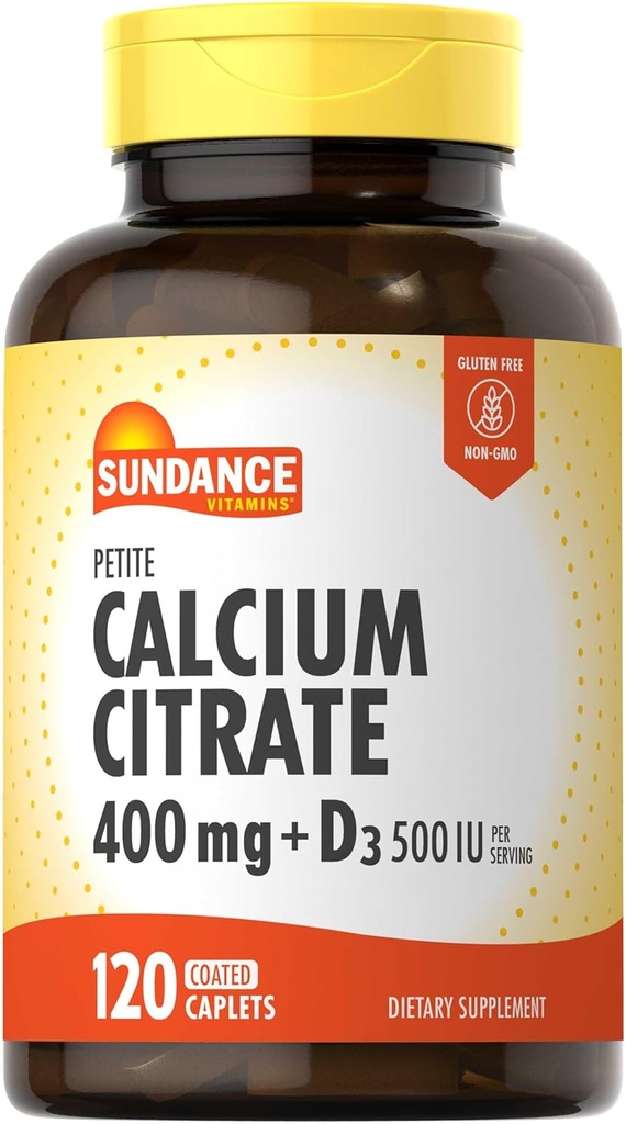Sundance Calcium Citrate with Vitamin D3 Silencio 400 mg Silencio 120 Caplets  Petite ← Vegetarian, Non-GMO &amp; Gluten Free Supplement