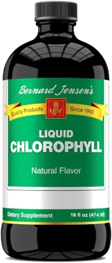 Bernard Jensen's 100% Puro Natural Chlorophyll Flavor Líquido Suplemento tóxico Promociona Alkaline Ph Silencio Ayuda a limpiar la sangre TEN 16 Fluid Ounce (474 ml)