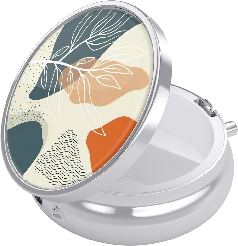 Nipichsha Pill Box, Small Pill Case for Purse & Pocket, Cute Travel Medicine Organizer, Portable Medicine Container Holder to Hold Vitamins, Medication, Fish Oil &amp; Supplement, Desert Leaf