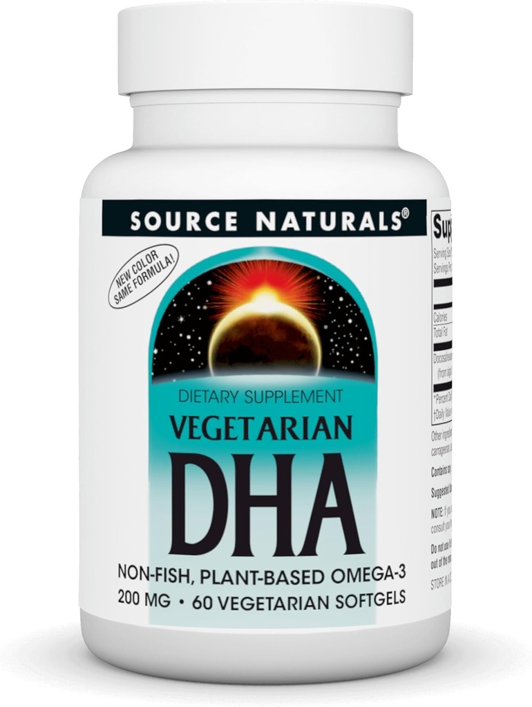 Fuente Naturales DHA Vegetariano con Neuromins, Omega-3 de base vegetal no fish, 60 SoftGels