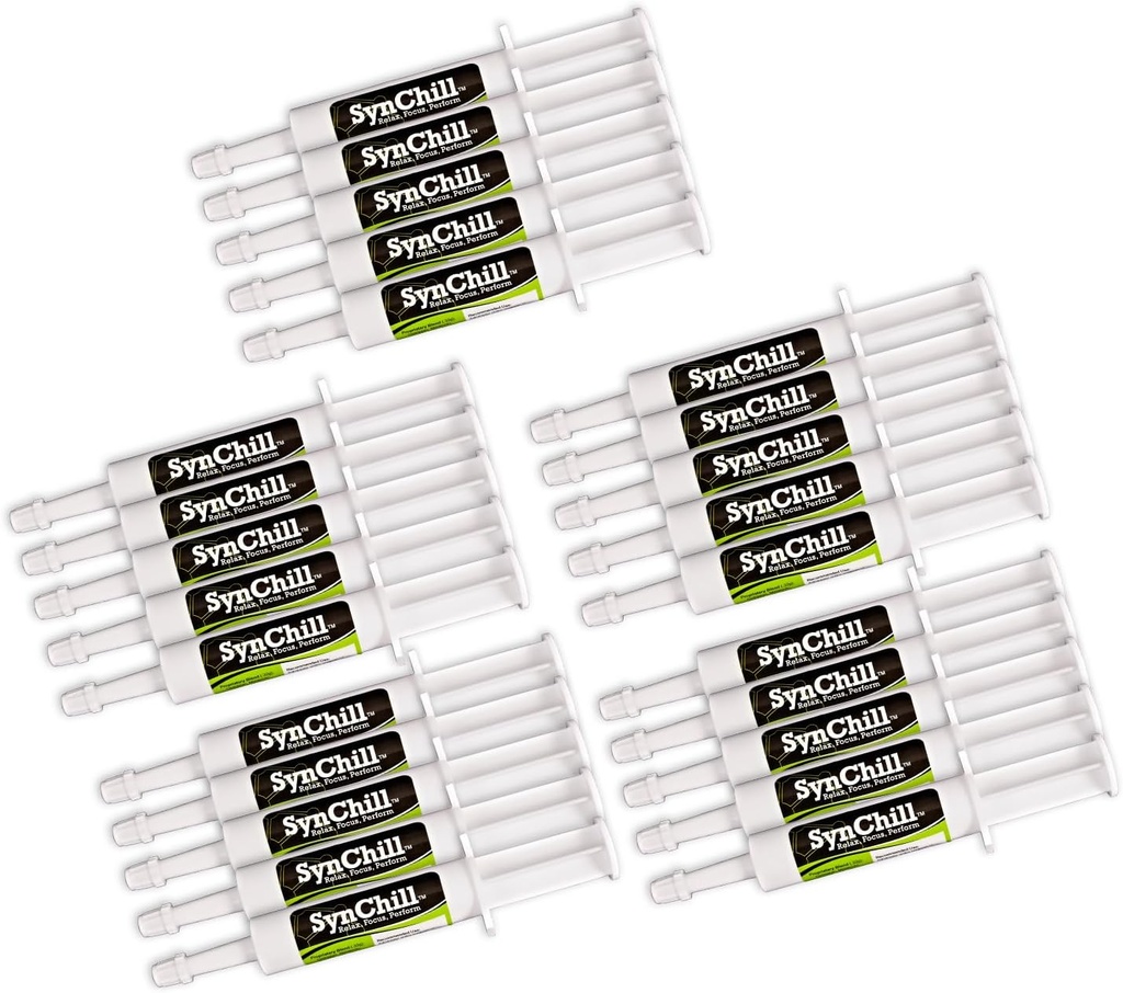 SinChill Oral Horse Calming Gel, 100% Natural &amp; Nutritional Supplement, Lab Proven Results, Diseñado para Focus &amp; Performance, aprobado por Profesionales Olímpicos &amp; Veterinarios, Made in USA - 25-Pack