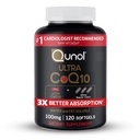 Qunol Ultra CoQ10 100mg, 3x Mejor Absorción, Agua Patenada y Fat Soluble Suplemento Natural Forma de Coenzima Q10, Antioxidante para la Salud del Corazón, 120 Conde Softgels