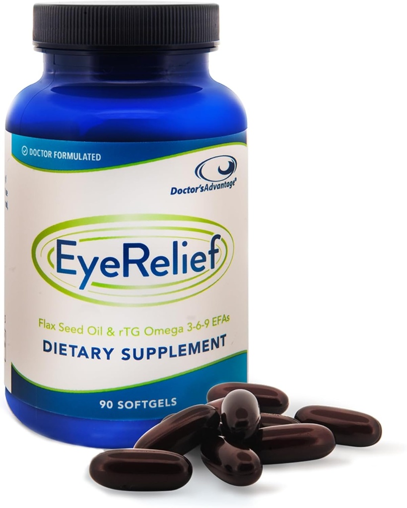 Suplemento de alivio de ojos de ventaja del médico - 90 Softgels, 1-Mes de suministro - Triglicéride natural Omega 3 aceite de pescado para el soporte de glaciares retina