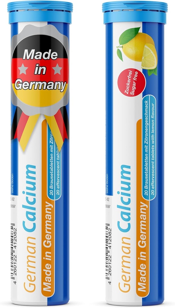 T CUMPL Calcio alemán 500 mg - 40 comprimidos de bebidas veganos - Sabor de limón - Hecho en Alemania