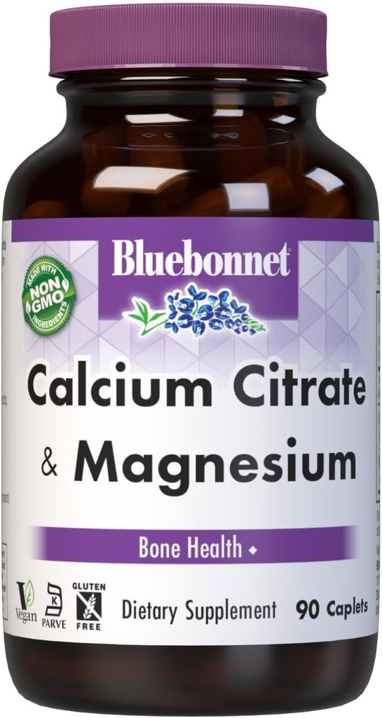 BlueBonnet Calcium Citrate Plus Magnesium Caplets, 90 Cuenta