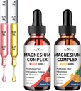 Magnesio líquido Glycinate,Magnesium Drop para niños 400mg Complejo de Magnesio líquido Hight Absorption Bone Health,Relaxation (2PCS)