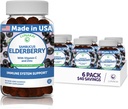 Lunakai Sambucus Elderberry Gummies with Zinc & Vitamin C for Adults & Kids - 100mg Black Elderberry Vitamins Immune Support Supplement - Vegan, Non-GMO, No Corn Syrup - 6 Pack