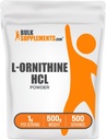 BulkSupplements.com L-Ornithine HCl Powder - Suplemento Ornithine, Suplemento Aminoácidos - Gluten Free, 1g por Serving, 500g (1.1 lbs) (Pack of 1)
