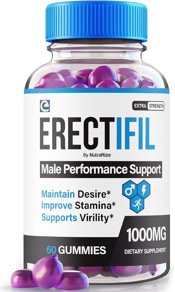 Erectifil Gummies, Erectifil 1000 MG Gummies, All-Natural Formula Support for Men, Premium Hombre Suplemento para la salud general y el rendimiento del pico, Erec tifil Gomitas Reseñas (60 Gummies)