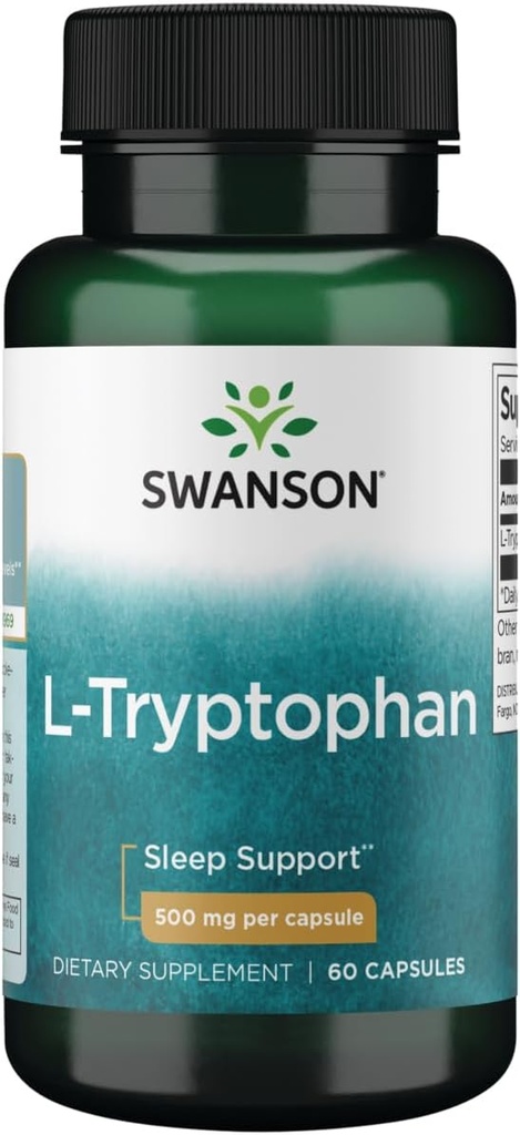 Swanson L-Tryptophan - Amino Acid Supplement - Rest & Relaxation - (60 Capsules, 500mg Each)