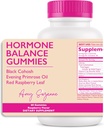 Hormona Balance Gummies for Women - Hormone Harmony for Mood, Energy, Bloating - Hormonal PMS, Perimenopause & Menopause Support - Red Raspberry Leaf & Black Cohosh - 60 Suplementos Gummy