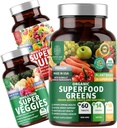 Número 1 Nutrición N1N Premium Superfood Greens [28 potentes ingredientes] y Super Fruits & Veggies Suplemento [40 Whole Foods] - Completo Superfood Bundle, 2 Pack