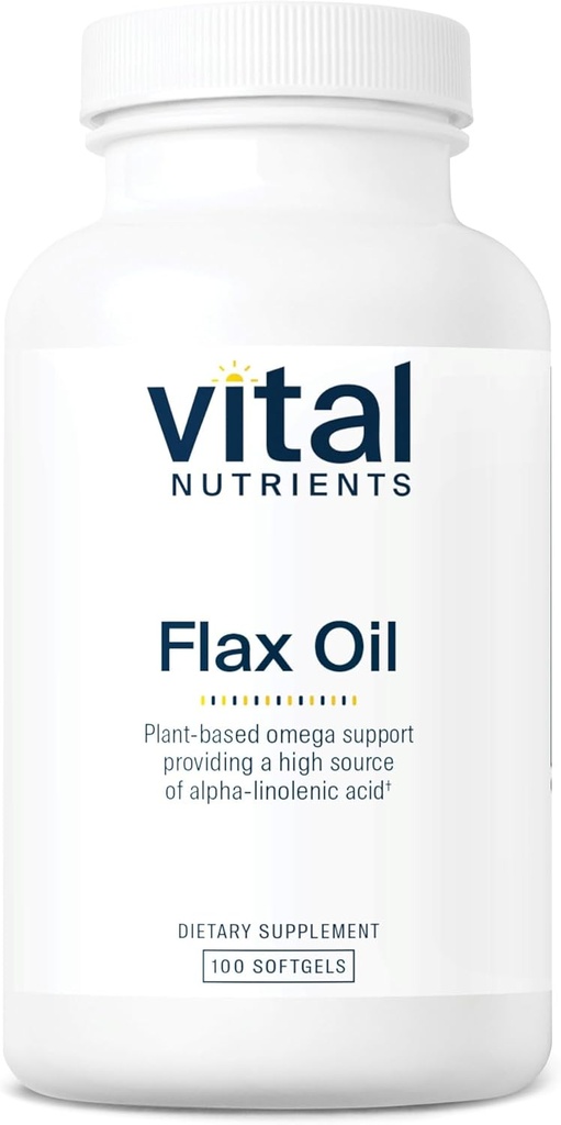 Vital Nutrients Flax Seed Oil 3000mg ¦ Cold Pressed Flax Oil with high Concentration of ALA for Heart Health* ← Gluten, Dairy and Soy Free ← Non-GMO  100 Softgels