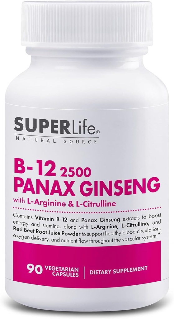 Comienzo Fresco Vitamina B-12 2500 & Panax Ginseng con L-Arginine & L-Citrulline - Powerful Energy Booster ¦ Apoya Normal Blood Flow & Energy Metabolism