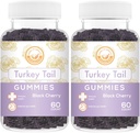 Turquía Tail Mushroom Gummies - May Support Immune Health and Gut Microbiome - Black Cherry Flavor - Vegan, Non-GMO, Gluten-Free, Gelatin Free - 120 Count