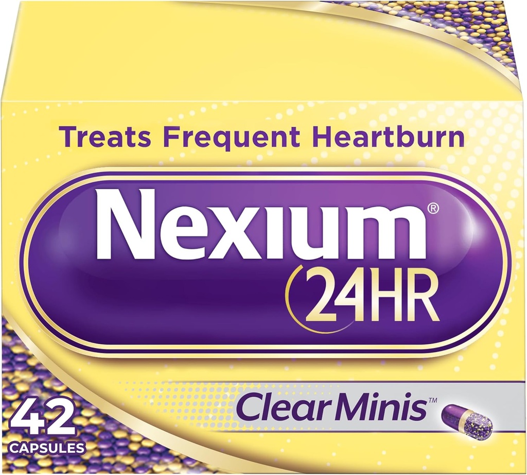 Nexium 24HR ClearMinis Acid Reducer Heartburn Relief Delayed Release Capsules For All-Day And All-Night Protection From Frequent Heartburn, Heartburn Medicine with Esomeprazole Magnesium - 42 Count