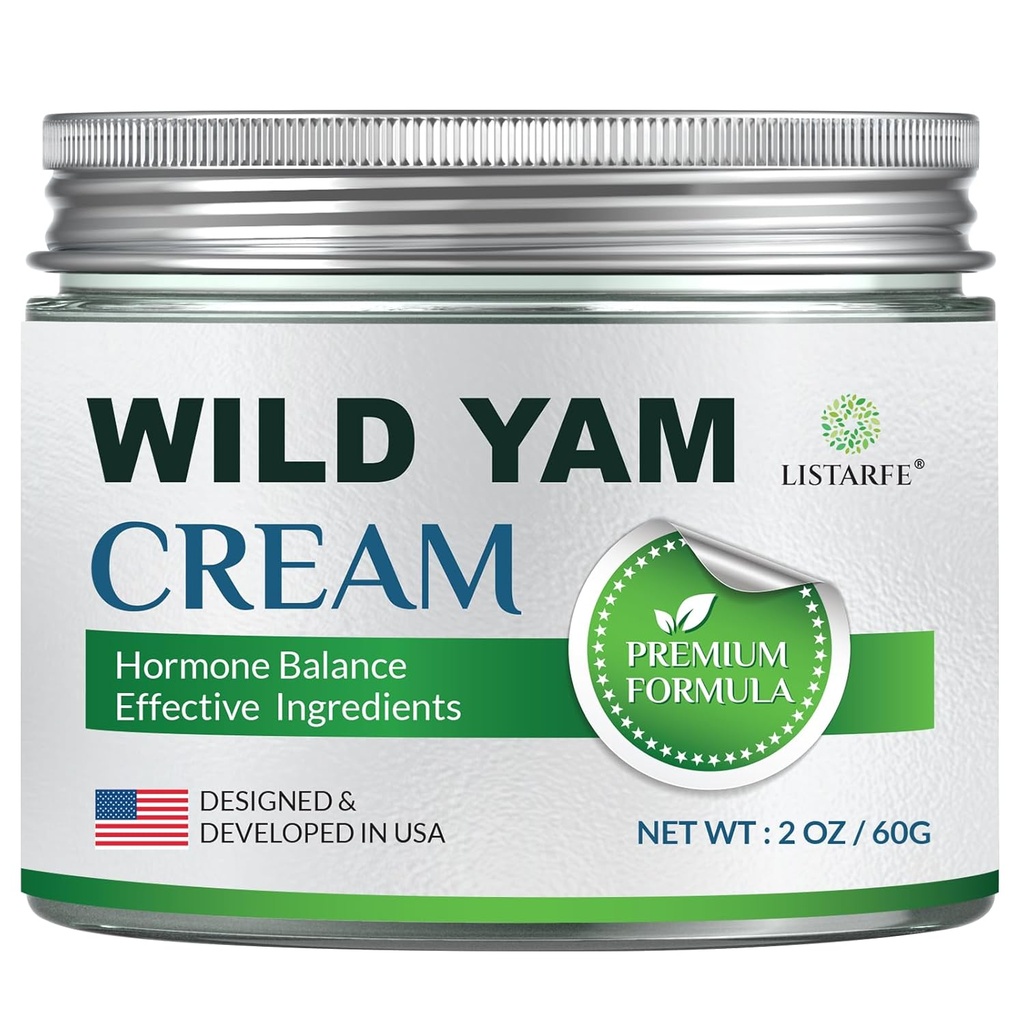 Crema de Yam Salvaje para Equilibrio de Hormonas, Crema de Yam Silvestre Orgánica para Mujeres para Flashes Calientes y Sudaderas Nocturnas, 2 oz