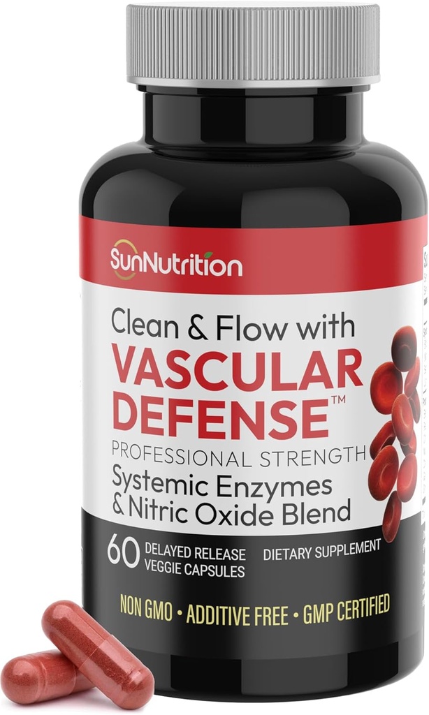 Nattokinase Suplemento Nitric Oxide Capsules Beet Root Extract High Potency Lumbrokinase " Bromelain Systemic Enzymes Nitric Oxide Blend Clean " Flow Vascular Defense 60 Caps 30 Servings