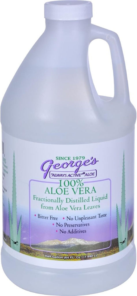 Georges Aloe Vera - Fraccionally Distilled Liquid - Bitter Gratis - No Preservatives - 64 fl oz (Pack of 4)