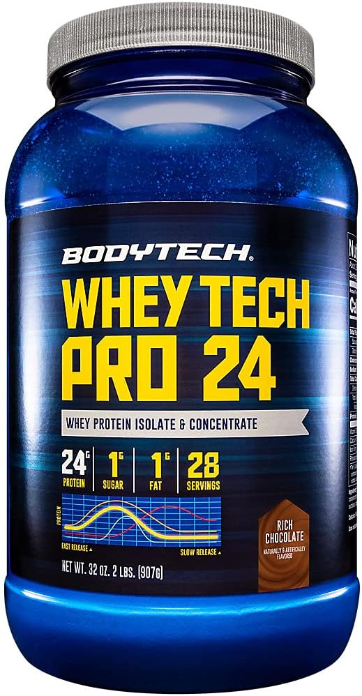 BODYTECH Whey Tech Pro24 Powder Rich Chocolate (2 libras/ 28 Serviciones)