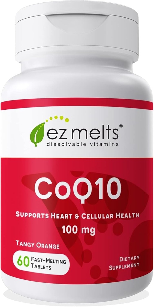 EZ Melts Dissolvable CoQ10 Suplemento 100 mg, sin azúcar, 2 meses de suministro - 1 paquete