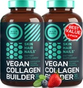 Láminas de cuello vegano - Suplementos de colágeno veganos sin crueldad - Biotina, Superalimentos orgánicos, vitaminas de colágeno vegetales para la piel, el cabello, uñas - 2-Pack, 60 Láminas de colágeno vegetal