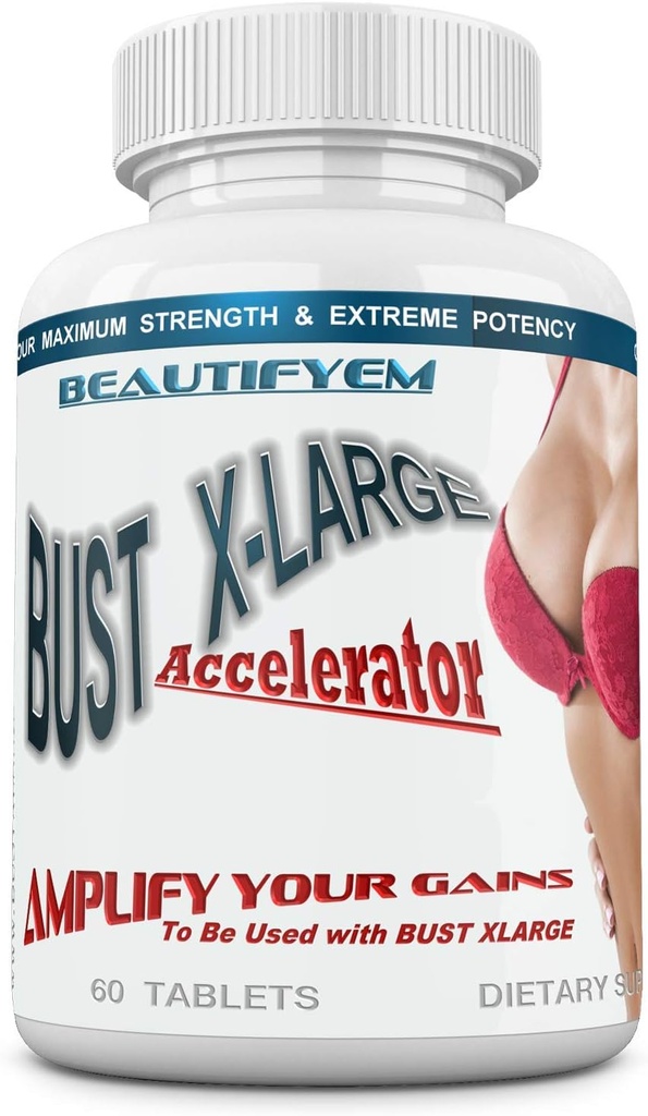 Acelerador Busto X-Large para ser usado con Bust X-Large para Gains más rápidos y grandes. Ampliación natural del pecho, mejora de la tensión – Obtenga pechos más grandes, más completos, más firmes. 60 Tabletas.