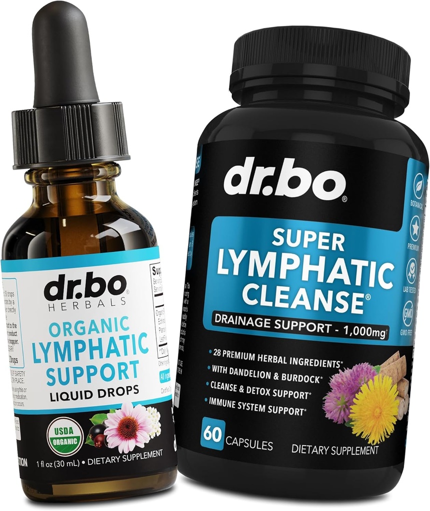Lymphatic Drainage Suplementos gotas " Pills - Soporte linfático orgánico gotas líquidos cápsulas de limpieza con Echinacea, jengibre, dandelión, rojo raíz suplemento Lymph Nodo Detox limpieza sistema de drenaje
