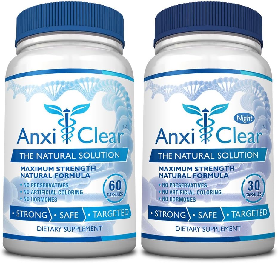 Consumer Health AnxiClear - Boosts Mood, Calms The Mind, Elevates Serotonin Levels - 5-HTP, L-thianine - 1 Day + 1 Night