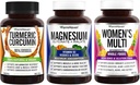 GranjaHaven Magnesio + Multivitamina para Mujeres + Curcumina Turmérica con BioPerine Black Pepper